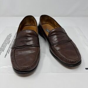 Bally Carini II Brown Leather Penny Loafers Made in Italy Mens Size 9.5 M Preppy